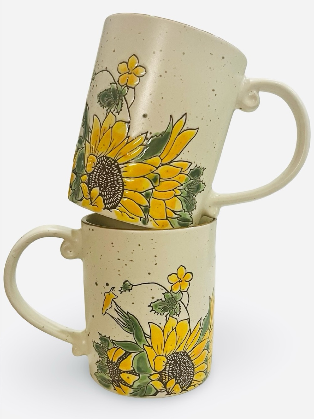 Spectrum Designz Midway Valley Sunflower Oversized Ceramic Mugs Pair